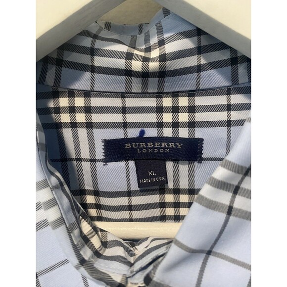 Burberry London Blue Novacheck Print Men's Button Down Dress Shirt XL NWOT - Picture 4 of 7